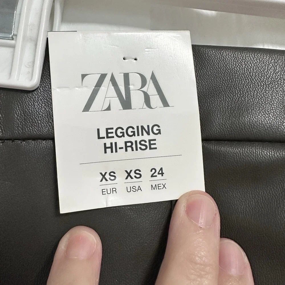 ZARA Black Faux Leather Leggings Hi-Rise Leggings Skinny Pants Size XS